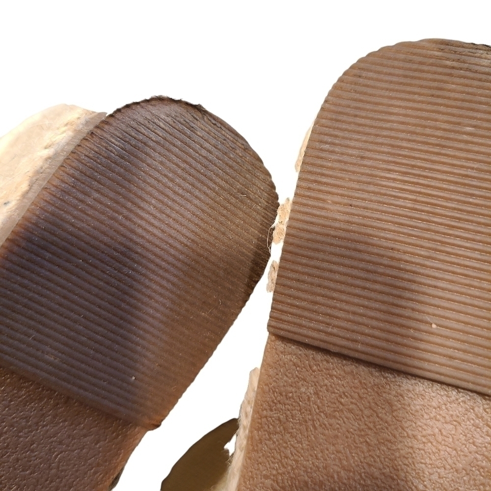 Jute Natural Open-front Sandals with Front Zipper and Wedge Heel, Size 7 - Picture 14 of 16